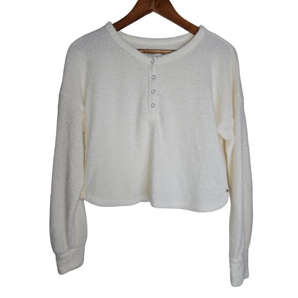 Hollister Women's Soft Knit Henley Sweater Button Closure Small Cream - Picture 1 of 11